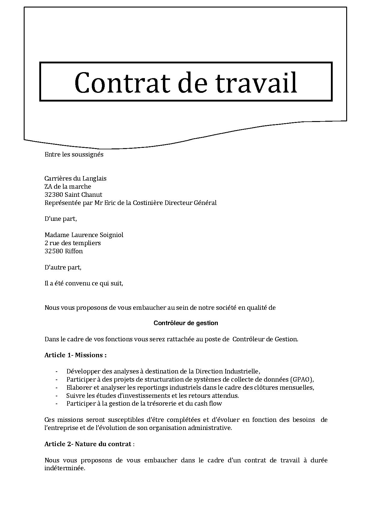 rédaction contrat de travail problème contrat conflit procès prud'hommes